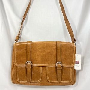 Vintage Nine West Leather Messenger Bag NWT - Honey